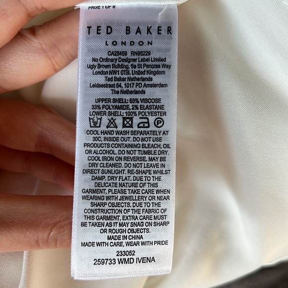 ✨TED BAKER✨ Ivena Asymmetric Knit Bodice Midi Dress - White - Picture 9 of 10